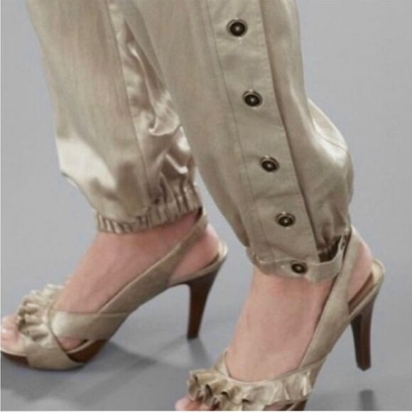 Chico's Casablanca Brown Silk/Cotton Blend Satin Cargo Joggers Sz. 3 (XL/16) - Picture 15 of 15